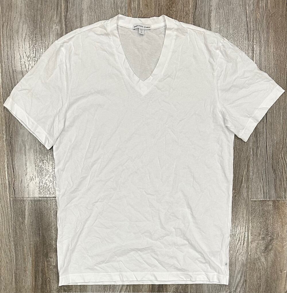 James Perse Men's V-Neck White Short Sleeve T-Shirt in Size 1/S